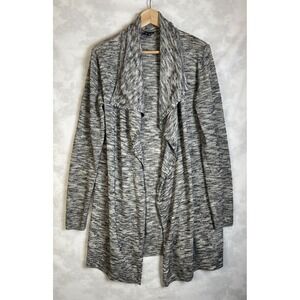 Theory Women Sz M Open Cardigan Trincy Gray Long Sleeve Space Dye Wool Sweater
